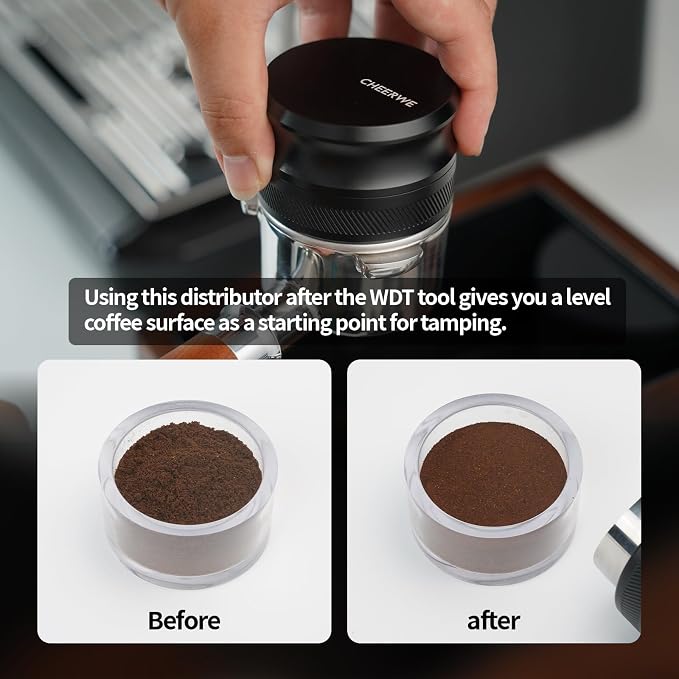 51mm Espresso Distribution Tool, Gravity Coffee Distributor, Adjustable Depth - Image 3