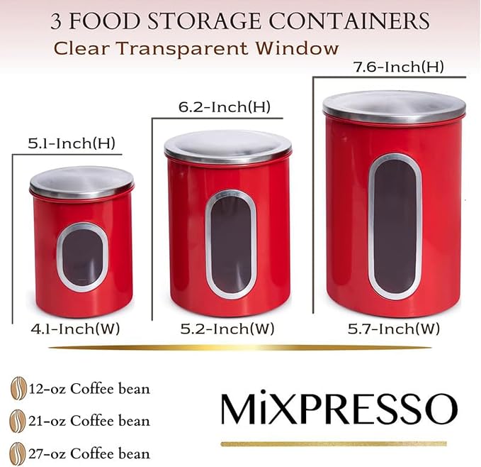 Mixpresso 3-Piece Red Canisters Sets - Image 2