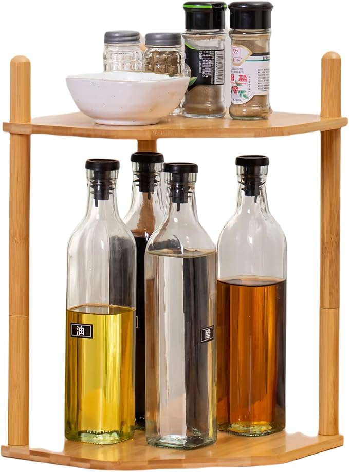 3-Tier Expandable Bamboo Corner Shelf by WooFawn
