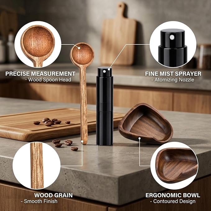 Coffee Dosing Cup, 3-Piece Coffee Bean Dosing Tool Set, Solid Wood Dosing Cup - Image 3