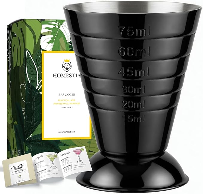 Homestia Black Multi Unit Measuring Cup, Stainless Steel Bar Jigger by Homestia