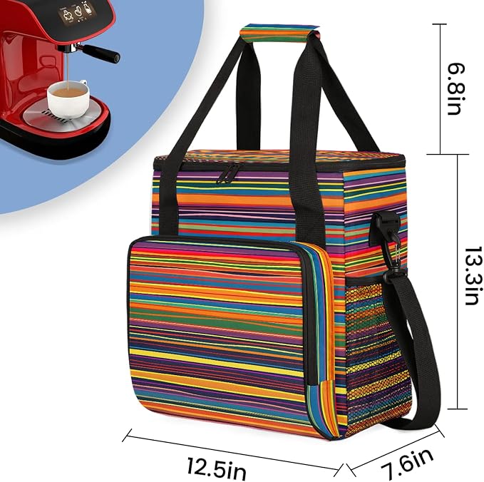 Ethnic Striped Coffee Maker Carring Bag, Large Insulated Storage Organizer Case - Image 2
