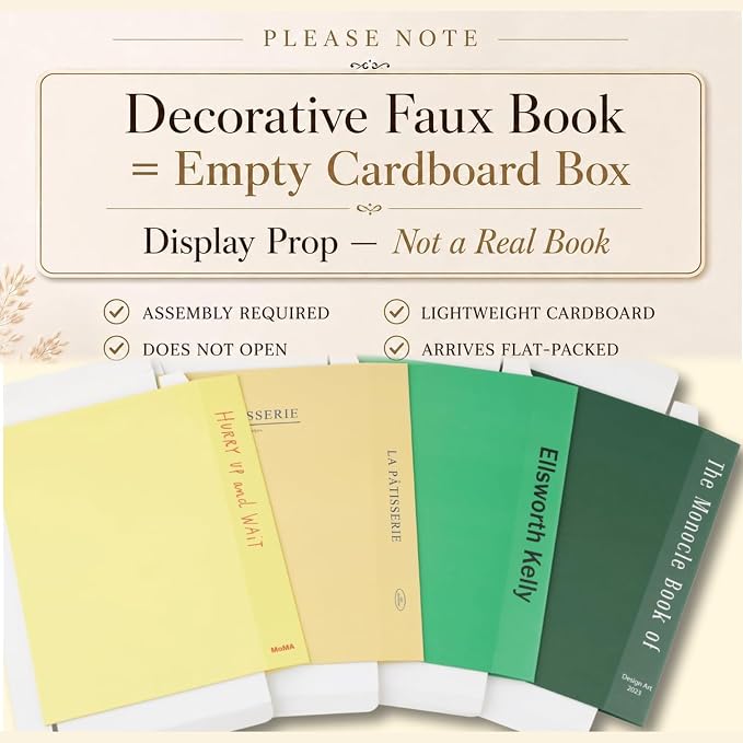 PROBENEX 4 Pcs Decorative Books | Faux Neutral Coffee Table & Shelf Decor | - Image 2
