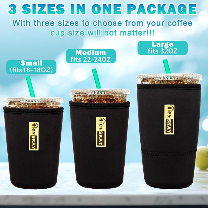 HEYSKAY Insulated Coffee Cup Sleeves Reusable Neoprene Iced Coffee Sleeve - Image 3
