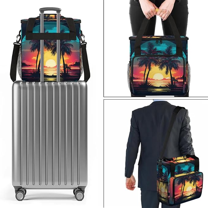 Tropical Palm Tree Theme Coffee Maker Carring Bag, Large Insulated Storage - Image 7