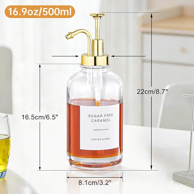 Coffee Syrup Dispenser, Coffee Bar Accessories 16.9 oz 500 ml - Image 5