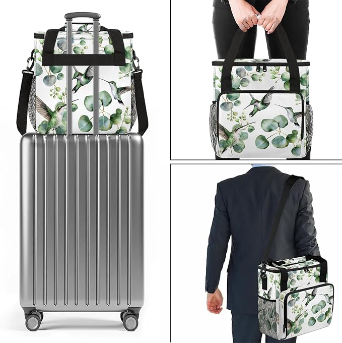 Hummingbird Eucalyptus Leaves Coffee Maker Carring Bag, Large Insulated Storage - Image 7