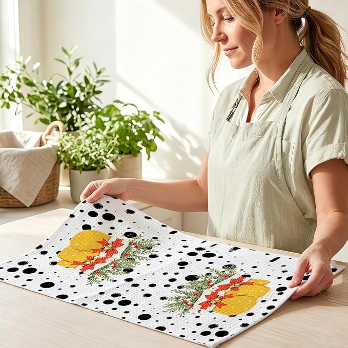 4 Pcs Christmas Kitchen Towels, Merry Christmas Tree Reindeer Tea Hand Towel - Image 6