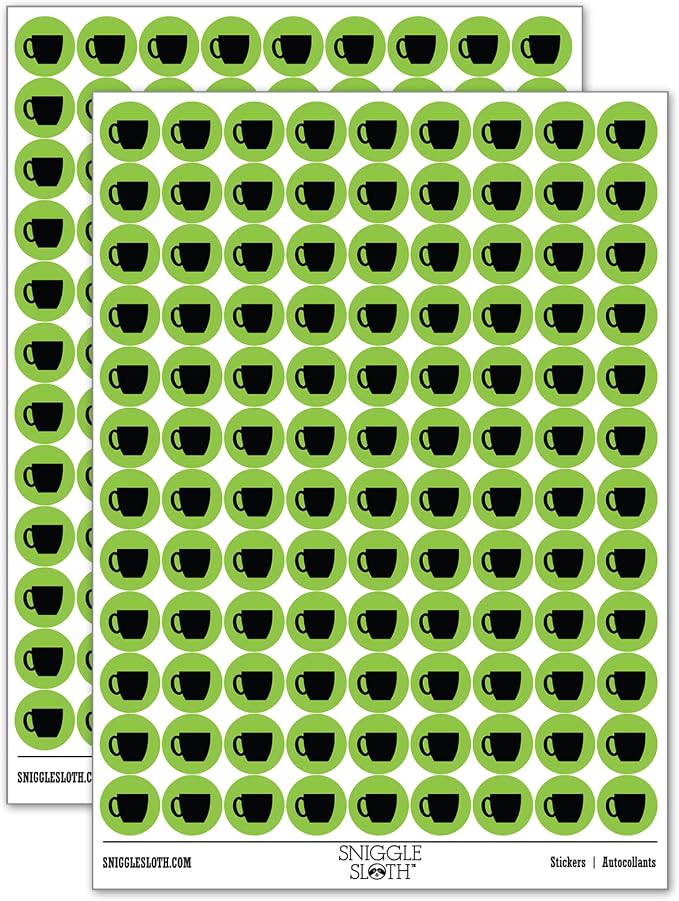 Coffee Mug Cup Solid 200+ Round Stickers by Sniggle+Sloth