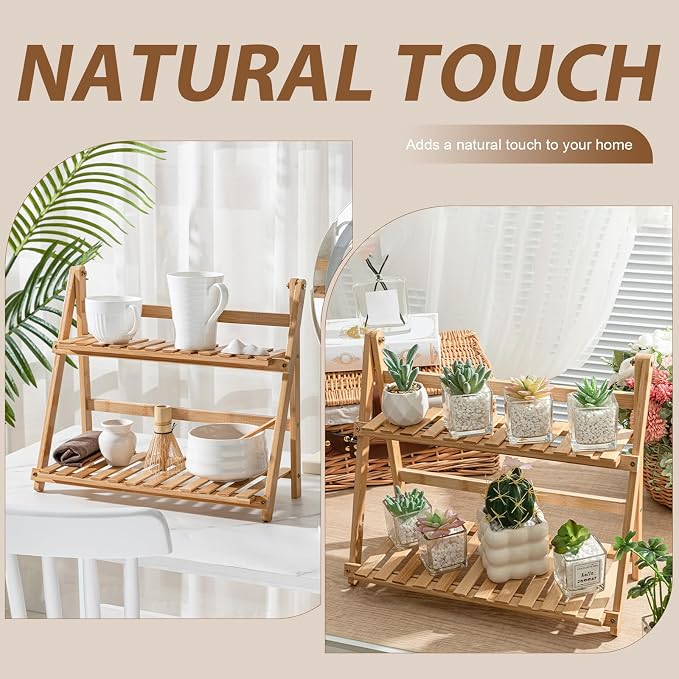 Yalikop Matcha Station Shelf, 15.7'' Coffee Station Organizer, 2 Tiers Bamboo - Image 7