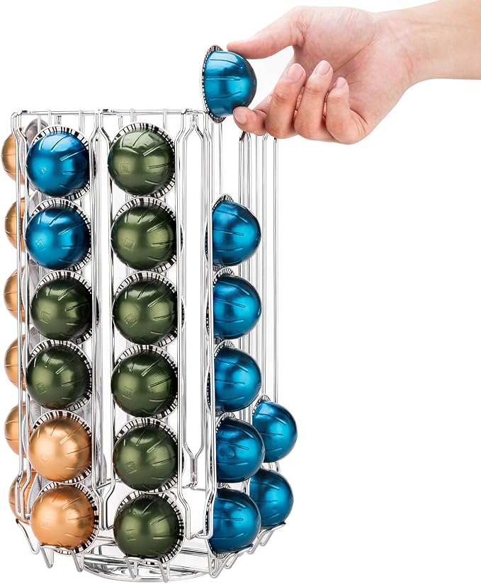 MyGift 48 Pod Stainless Steel Silver Metal Coffee Pod Holder Storage Organizer - Image 7