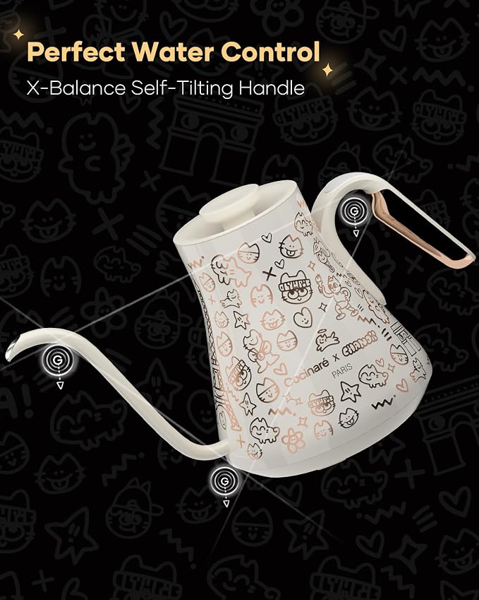 Cocinare x Chanoir Gooseneck Electric Kettle, ±0.5°F Precision Temperature - Image 4