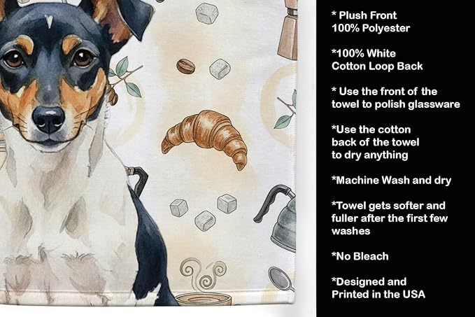 Caroline's Treasures Tricolor Rat Terrier Coffee Bar Kitchen Towel Velour Plush - Image 4