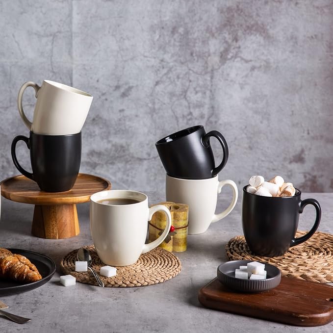 AmorArc 16oz Coffee Mugs Set of 6, Large Ceramic Coffee Mugs - Image 8