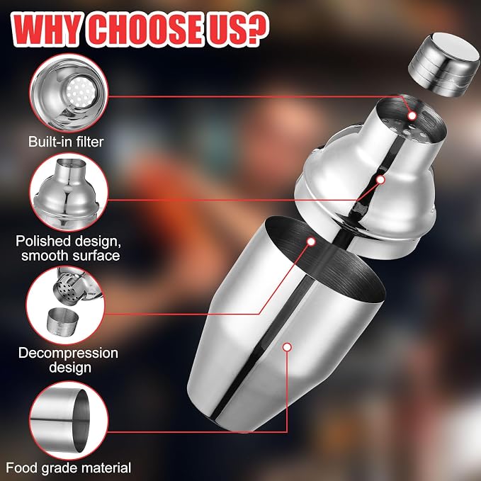 Nitial 6 Pcs Bar Cocktail Shaker Professional Stainless Steel Martini Drink - Image 3