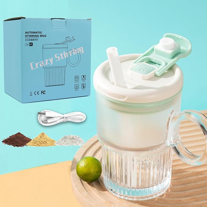 Stirring Mug Cup, Electric High Speed Mixing Cup, Waterproof Glass Self by LMFUEN
