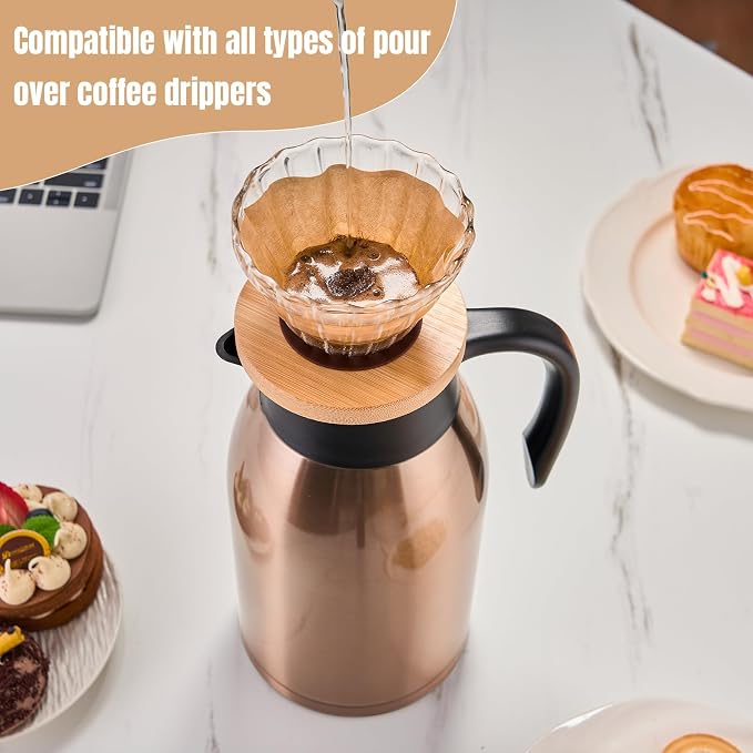 PARACITY 68oz Thermal Coffee Carafe Stainless Steel, Coffee Carafes - Image 4