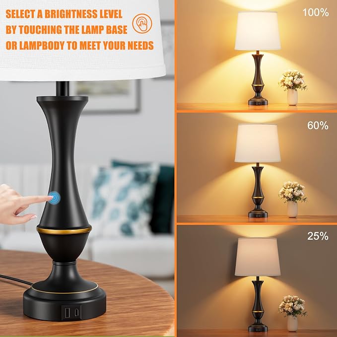 Seealle Upgraded Touch Lamps for Bedrooms Set of 2 - Image 2