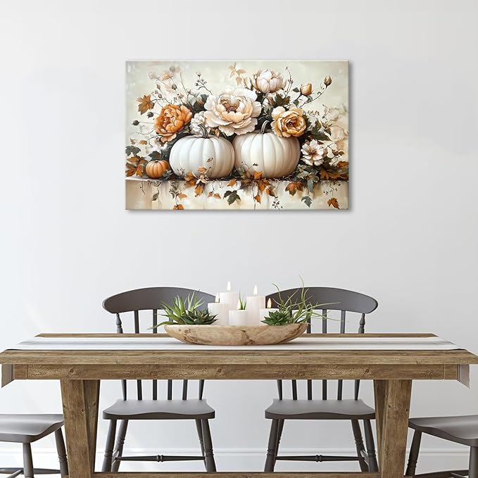 Vintage Fall Flowers Pumpkin Wall Art - Image 5