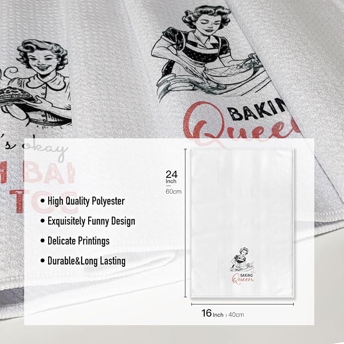 Baking Towels for Women- Funny Joked Queen Hand Dish Kitchen DéCor, Absorbent - Image 5