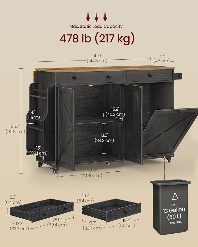 VASAGLE Mobile Kitchen Island - Image 6