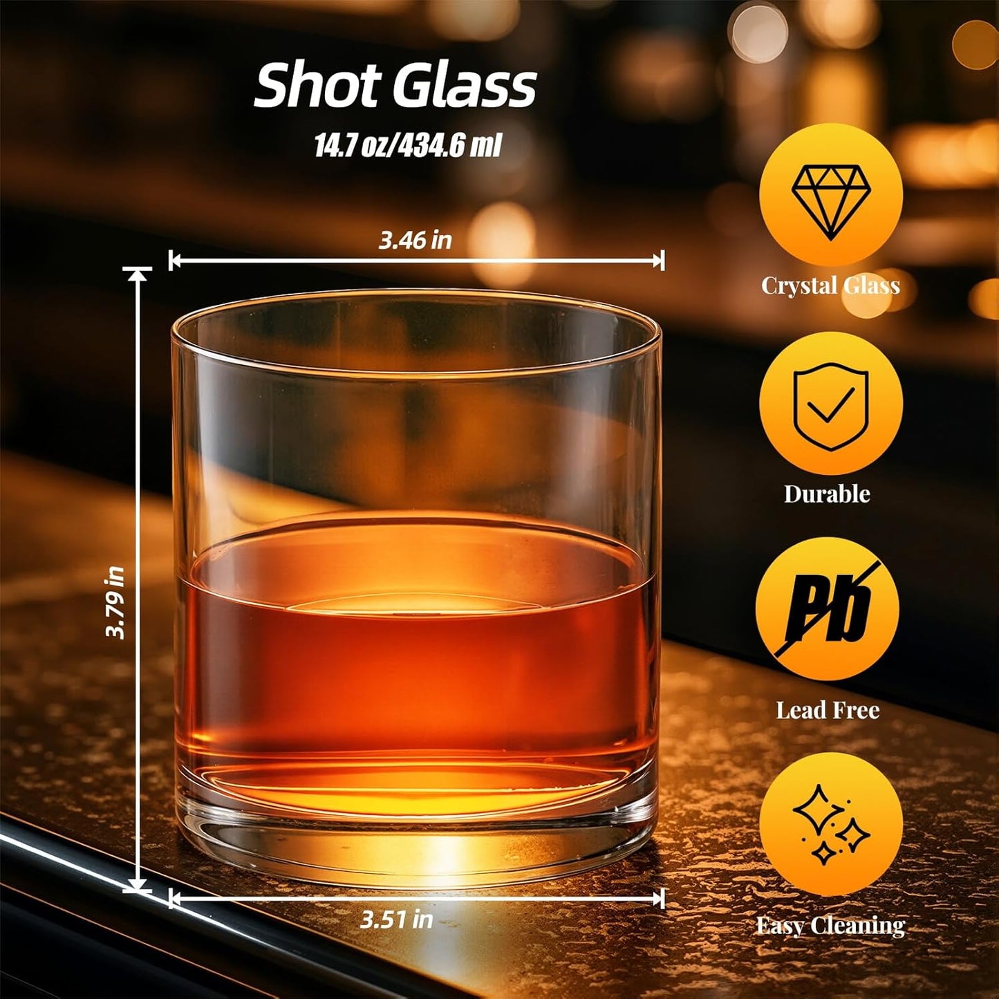 KAMMAK 410ml Barlean Whisky Glasses