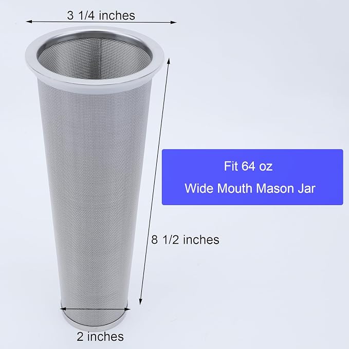 Fermus Cold Brew Coffee Filter for 64oz / 2Quart Wide Mouth Mason Jar Infuser - Image 4