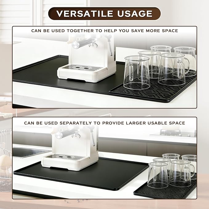 Zihvfzu 24" x 16" Silicone Coffee Bar Mat Set - Image 4