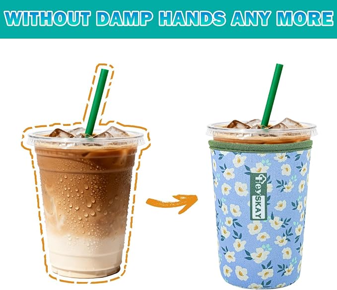 HEYSKAY Insulated Coffee Cup Sleeves Reusable Neoprene Universal Iced Coffee - Image 4