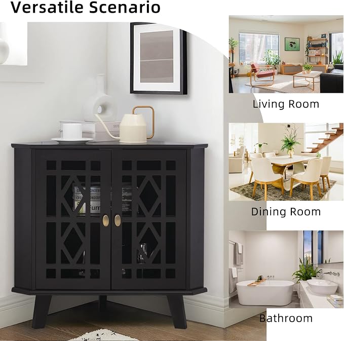 Scurrty Small Corner Table, Free-Standing Shelf Stand Storage Organizer - Image 4