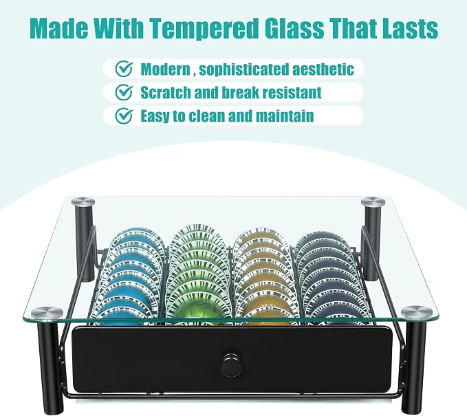ROWISE Coffee Pod Drawers, Crystal Tempered Glass Pod Holder Drawer Compatible - Image 2