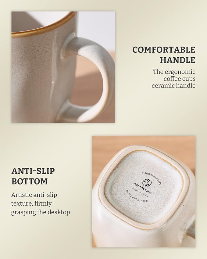 famiware Coffee Mugs Set of 6, Ocean Square 13oz Coffee Cup Set - Image 7