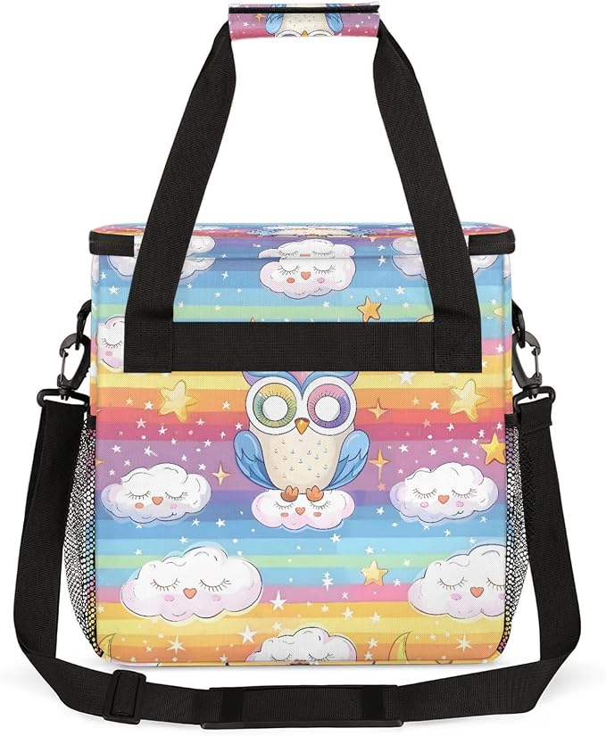 Owl Rainbow Coffee Maker Carring Bag, Large Insulated Storage Organizer Case - Image 5
