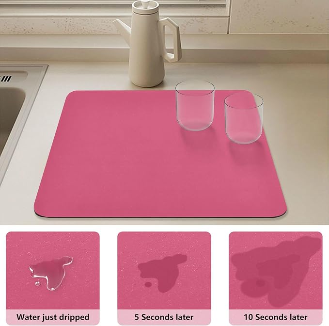 Azalea Dish Drying Mat for Kitchen Counter No-slip Rubber Bottom Coffee Mat - Image 4