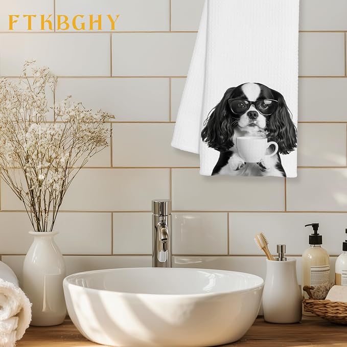 Funny Cavalier King Charles Spaniel Decor Coffee Kitchen Towels Gift, Dog Gifts - Image 2