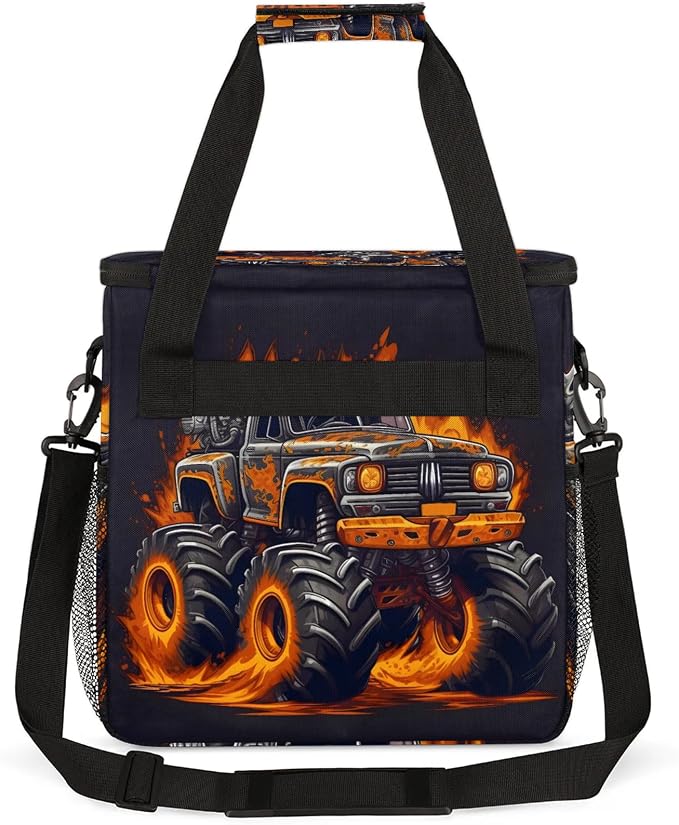 Fiery Monster Car Coffee Maker Carring Bag, Large Insulated Storage Organizer - Image 5