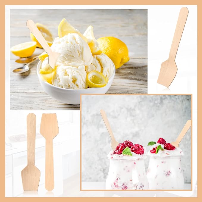Sieral 1000 Pack 3.74" Disposable Mini Wooden Spoons Bulk Square End Tasting - Image 5