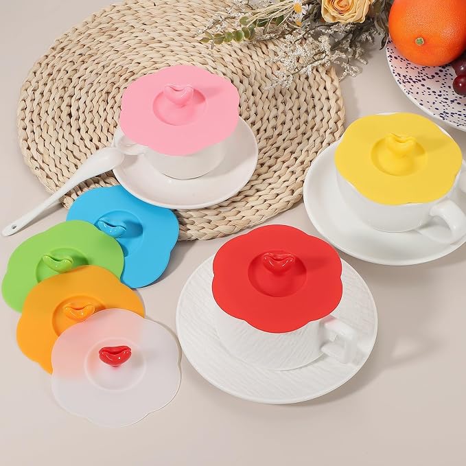 uxcell 3Pcs Silicone Cup Covers, 4.72" Heart Universal Cup Lids Reusable - Image 4