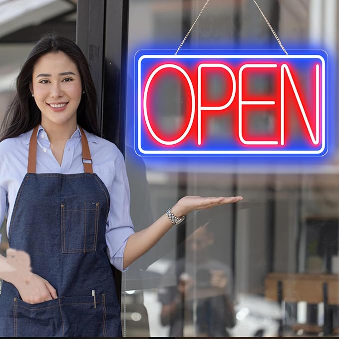 22" X 11" Led Neon Open Signs for Business 12V/2A Ultra Bright Led Neon Open - Image 7