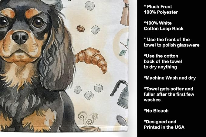 Caroline's Treasures Black and Tan English Toy Spaniel Coffee Bar Kitchen Towel - Image 4