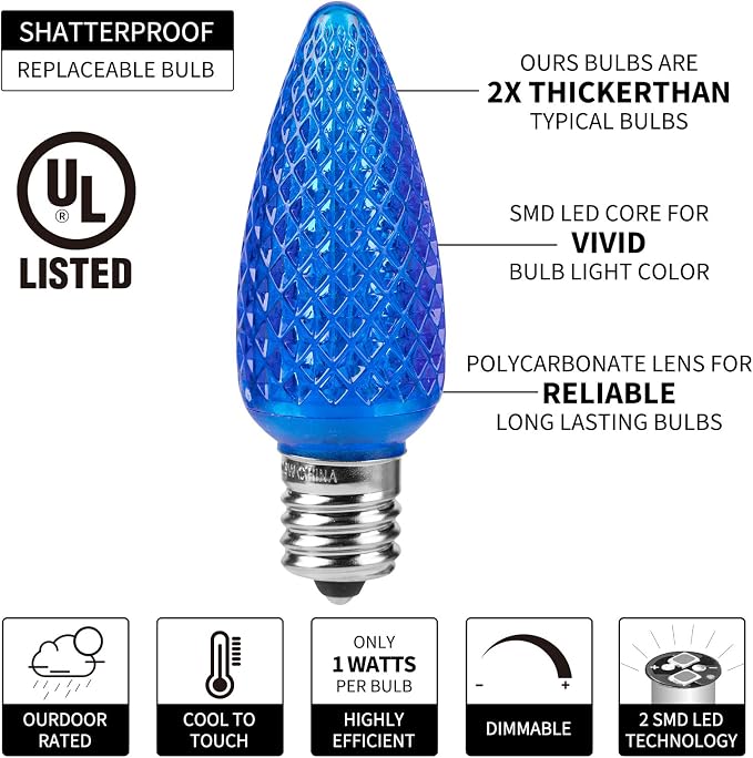 Brightown C9 Christmas String Lights, Waterproof Extendable UL Certified - Image 3