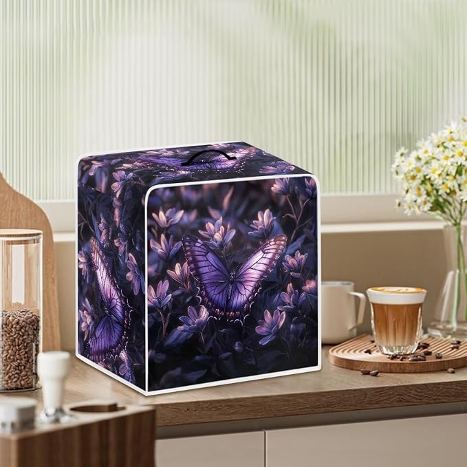 Coffee Machine Covers with Top Handle Purple Butterfly Washable Dust - Image 3