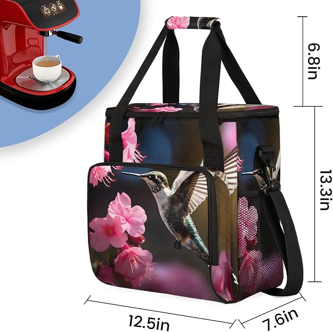 Hummingbirds And Flowers Coffee Maker Carring Bag, Large Insulated Storage - Image 2