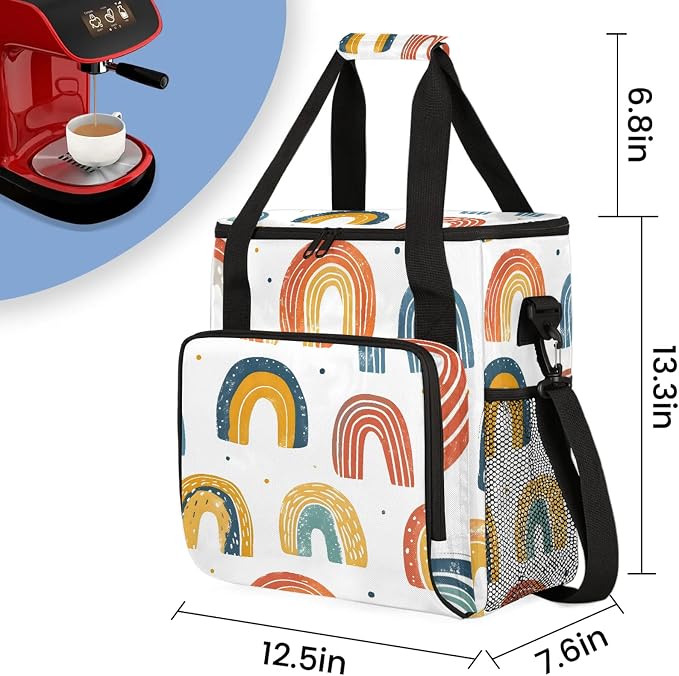 Boho Rainbow Coffee Maker Carring Bag, Large Insulated Storage Organizer Case - Image 2
