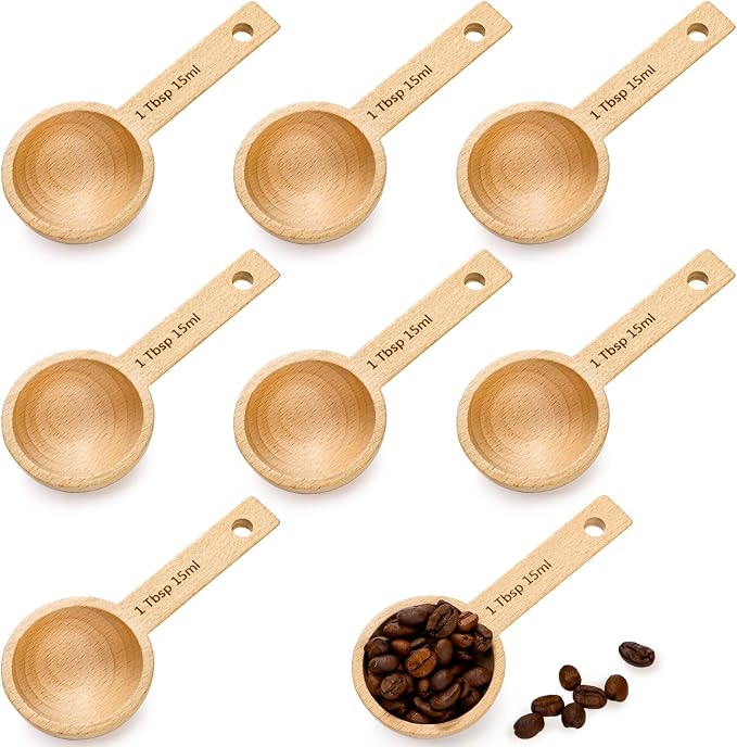Tebery 8 Pack Wood Measuring Scoops by Tebery
