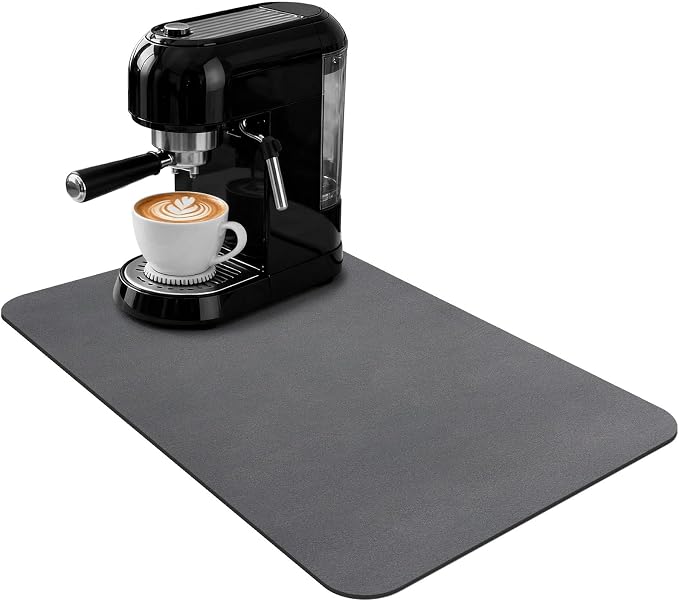 Coffee Mat 24x16 Inch, Dark Gray Coffee Table Mat, Absorbent Hide Stain Rubber by Unknown
