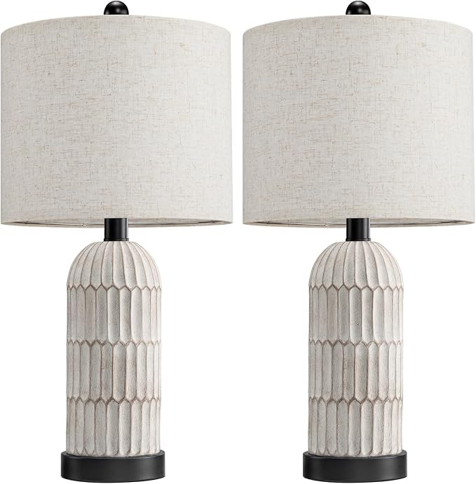 OYEARS 22.5" Bedside Table Lamps Set of 2, Farmhouse Table Lamp - Image 9