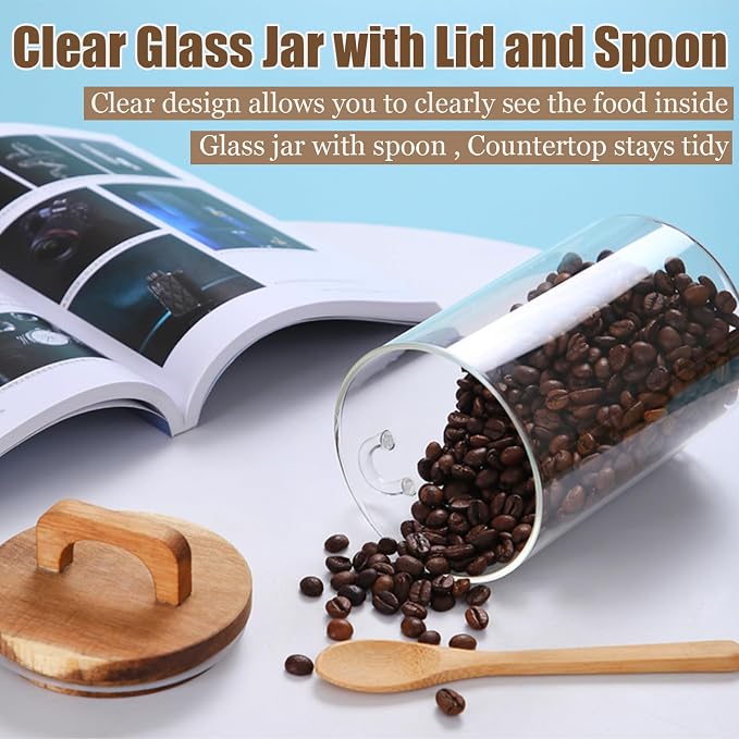 Coriario Glass Jar with Lid and Spoon 24&27&32 OZ Coffee Tea Sugar Canister Set - Image 4