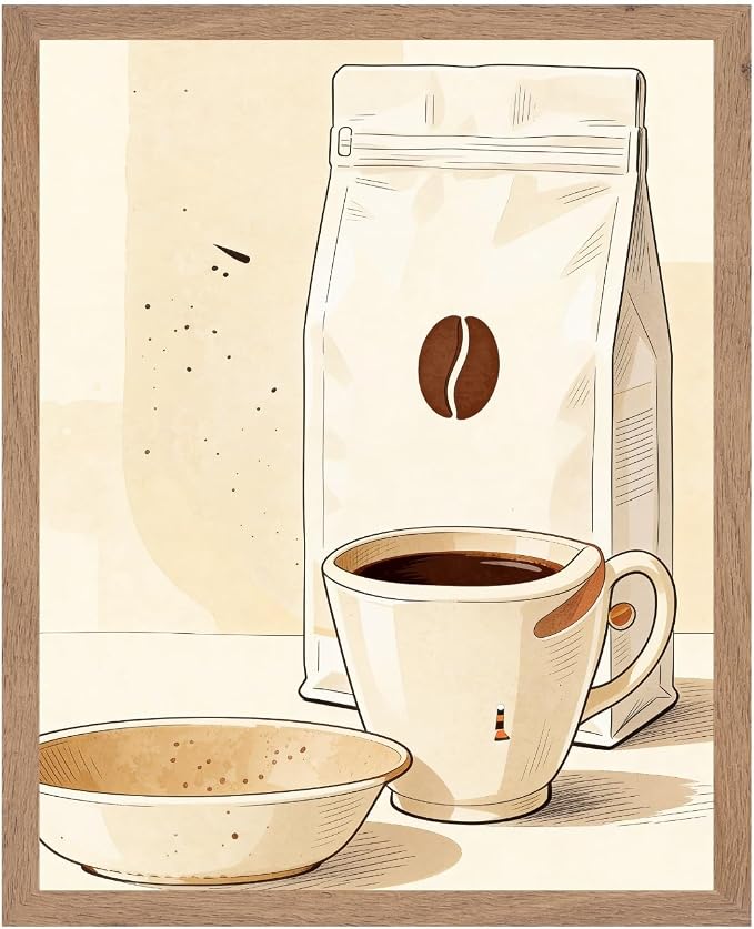 Lawrence Williams Designs Coffee Cup and Beans Poster by LawrenceWilliamsDesigns