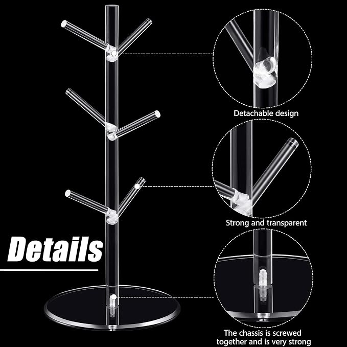 Patelai 14 Inch Acrylic Coffee Mug Tree Coffee Mug Rack Cup Holders - Image 3